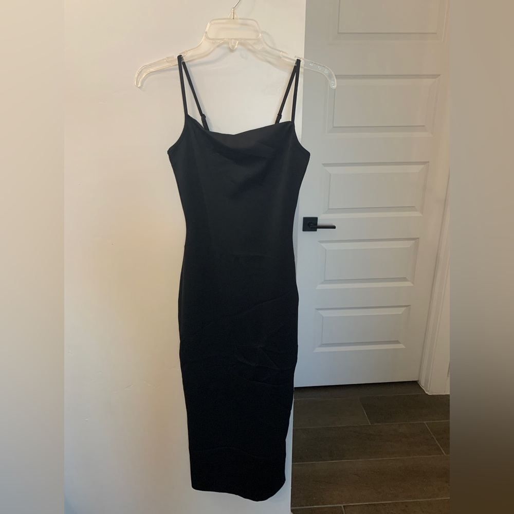 Good American Scuba Spaghetti Midi Dress Size 1 Black GDK001 - Picture 6 of 9